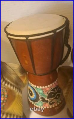 RARE/SET Vintage American Indian Chief/Native American GirlBust StatuesSmallDrum