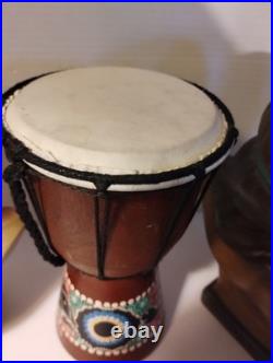 RARE/SET Vintage American Indian Chief/Native American GirlBust StatuesSmallDrum