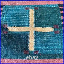 RARE VTG Antique Native American Navajo Rug Spider Woman Cross 16 x 24