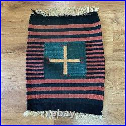 RARE VTG Antique Native American Navajo Rug Spider Woman Cross 16 x 24