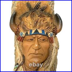 RARE Vintage Stephen Herrero Brave Buffalo Wall Sculpture Native American Indian