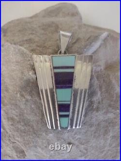 RAY TRACEY Sterling Silver & Turquoise, Sugilite & Jet Pendant NICE PIECE