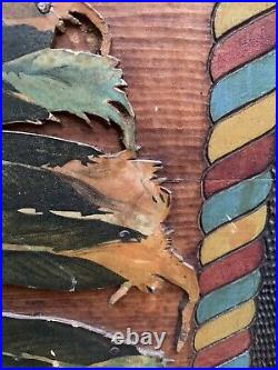 Rare Early 1900s Native American Indian Wall Plaque Chief Minisink 24.75x30.75