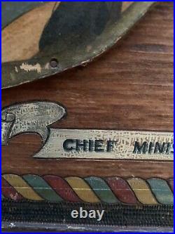 Rare Early 1900s Native American Indian Wall Plaque Chief Minisink 24.75x30.75