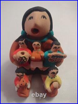 Rare Pueblo Jemez Storyteller with Five Children Native American Pottery Signed