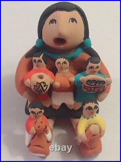 Rare Pueblo Jemez Storyteller with Five Children Native American Pottery Signed