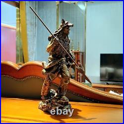 Resin Indian Warrior with Spear Statue Native American Decoration Figurine Na