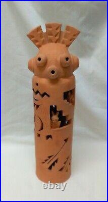 Robin Chlad Terra Cotta Kachina Luminaria Art Sculpture Signed