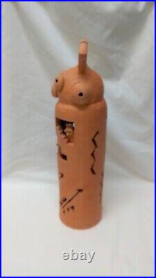 Robin Chlad Terra Cotta Kachina Luminaria Art Sculpture Signed