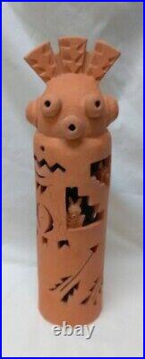 Robin Chlad Terra Cotta Kachina Luminaria Art Sculpture Signed