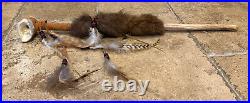 SIGNED American Indian ceremonial Bone, Real Fur, Feathers, Beads, Suede