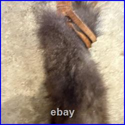 SIGNED American Indian ceremonial Bone, Real Fur, Feathers, Beads, Suede