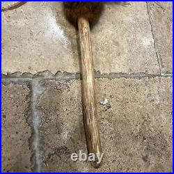 SIGNED American Indian ceremonial Bone, Real Fur, Feathers, Beads, Suede