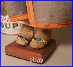 SKOOKUM doll vtg native american indian toy woman blanket beads hair shoes