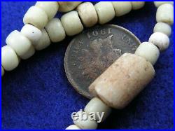 STRAND OF EARLY GLASS TRADE BEADS, SHELL and BONE BEADS CALIFORNIA