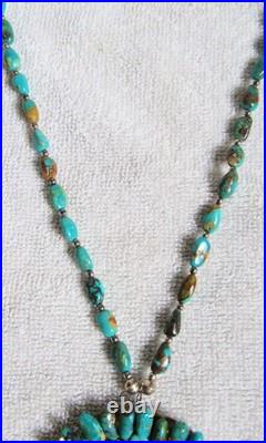 Santo Domingo Indian Sterling Silver Royston Turquoise Shell Pendant & Necklace