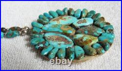 Santo Domingo Indian Sterling Silver Royston Turquoise Shell Pendant & Necklace