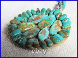 Santo Domingo Indian Sterling Silver Royston Turquoise Shell Pendant & Necklace