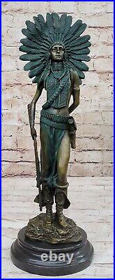 Sign Milo Native American Indian Girl Bronze Sculpture Figure Statue Figure