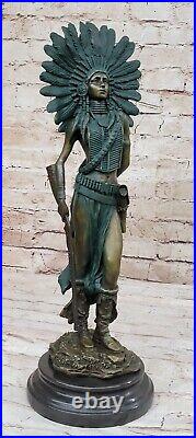 Sign Milo Native American Indian Girl Bronze Sculpture Figure Statue Figure