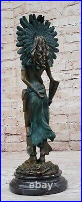 Sign Milo Native American Indian Girl Bronze Sculpture Figure Statue Figure