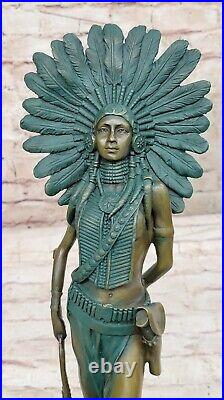 Sign Milo Native American Indian Girl Bronze Sculpture Figure Statue Figure