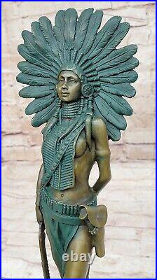 Sign Milo Native American Indian Girl Bronze Sculpture Figure Statue Figure