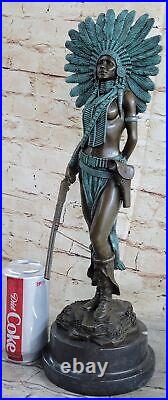 Sign Milo Native American Indian Girl Bronze Sculpture Figure Statue Figure Art