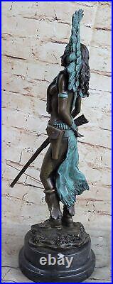 Sign Milo Native American Indian Girl Bronze Sculpture Figure Statue Figure Art