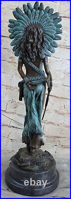 Sign Milo Native American Indian Girl Bronze Sculpture Figure Statue Figure Art