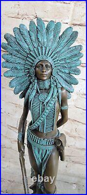 Sign Milo Native American Indian Girl Bronze Sculpture Figure Statue Figure Art