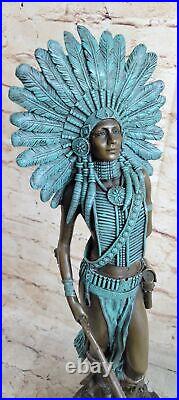 Sign Milo Native American Indian Girl Bronze Sculpture Figure Statue Figure Art