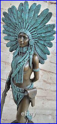 Sign Milo Native American Indian Girl Bronze Sculpture Figure Statue Figure Art