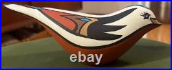 Signed Gray Feather Hand Painted Clay Bird Southwestern Native Style Ute