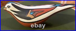 Signed Gray Feather Hand Painted Clay Bird Southwestern Native Style Ute
