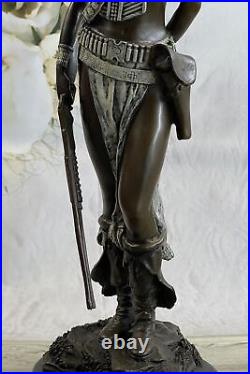 Signed Native American Indian Girl Bronze Sculpture Figure Figurine Statue Art