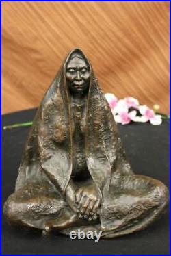 Signed Native American Indian Warrior Bronze Sculpture Figure Figurine Sale deco