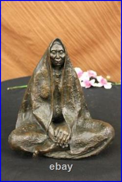 Signed Native American Indian Warrior Bronze Sculpture Figure Figurine Sale deco