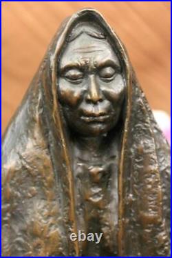 Signed Native American Indian Warrior Bronze Sculpture Figure Figurine Sale deco