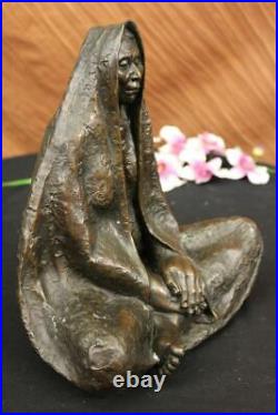 Signed Native American Indian Warrior Bronze Sculpture Figure Figurine Sale deco