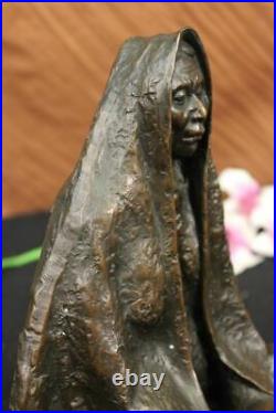 Signed Native American Indian Warrior Bronze Sculpture Figure Figurine Sale deco
