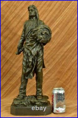 Signed Native American Indian Warrior Bronze Sculpture Statue Figurine Art Deco