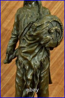 Signed Native American Indian Warrior Bronze Sculpture Statue Figurine Art Deco