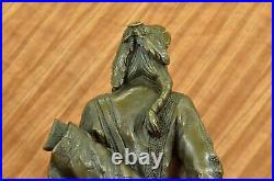 Signed Native American Indian Warrior Bronze Sculpture Statue Figurine Art Deco