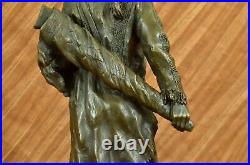 Signed Native American Indian Warrior Bronze Sculpture Statue Figurine Art Deco