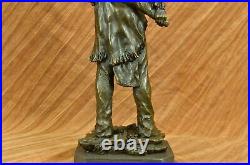 Signed Native American Indian Warrior Bronze Sculpture Statue Figurine Art Deco