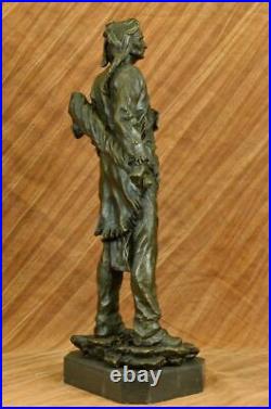 Signed Native American Indian Warrior Bronze Sculpture Statue Figurine Art Deco