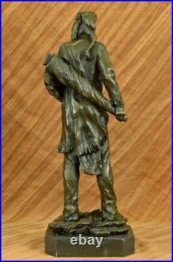 Signed Native American Indian Warrior Bronze Sculpture Statue Figurine Art Deco