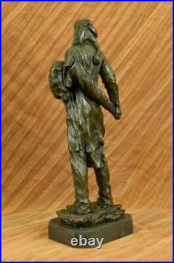 Signed Native American Indian Warrior Bronze Sculpture Statue Figurine Art Deco