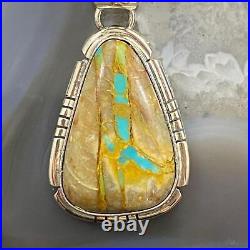 Simon Edsitty Native American Sterling Silver Ribbon Turquoise Pendant For Women